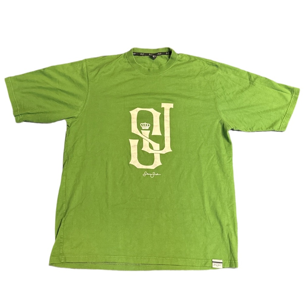VTG SEAN JOHN men's green velvet SJ graphic tee, XXL.